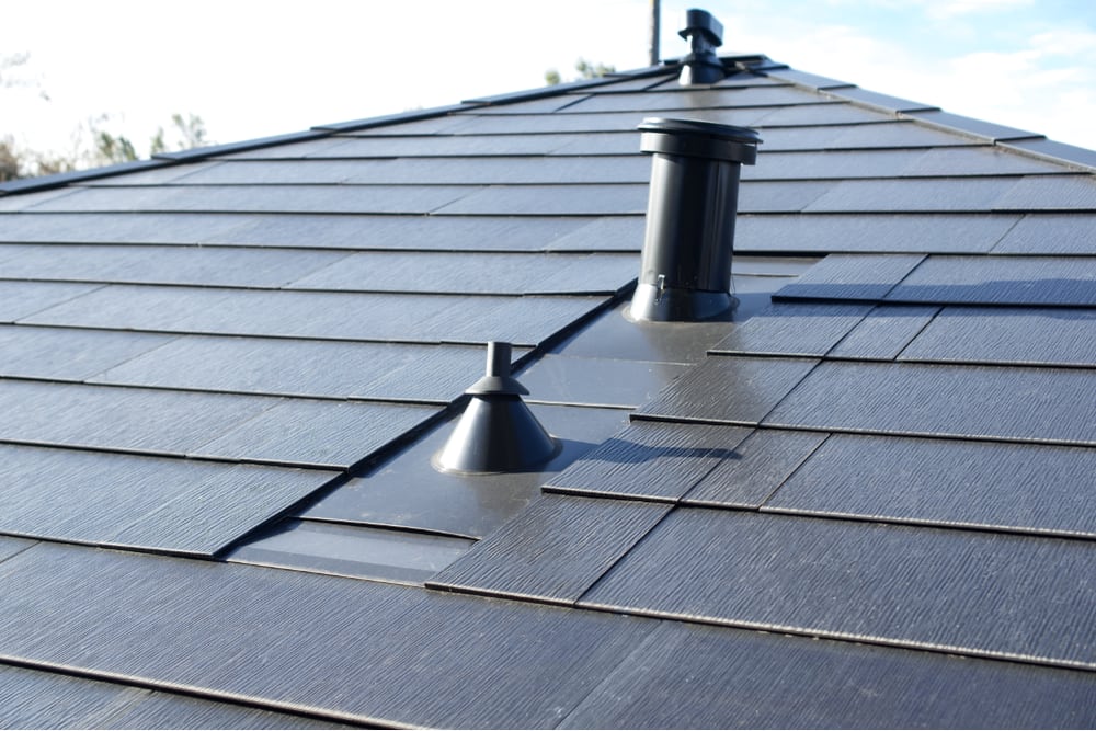 a close up photo of the vents and trim of the Solar Roof